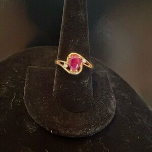 14 kt gold ruby and diamond ring.